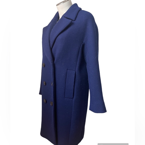 Massimo Ditti 80% Laine royablue dark blue winter coat - Picture 3 of 13